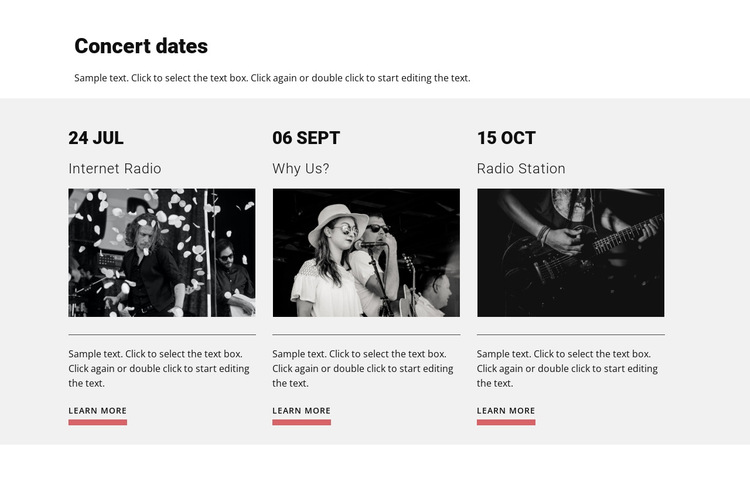 Concert dates HTML5 Template