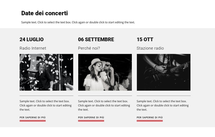 Date dei concerti Costruttore di siti web HTML