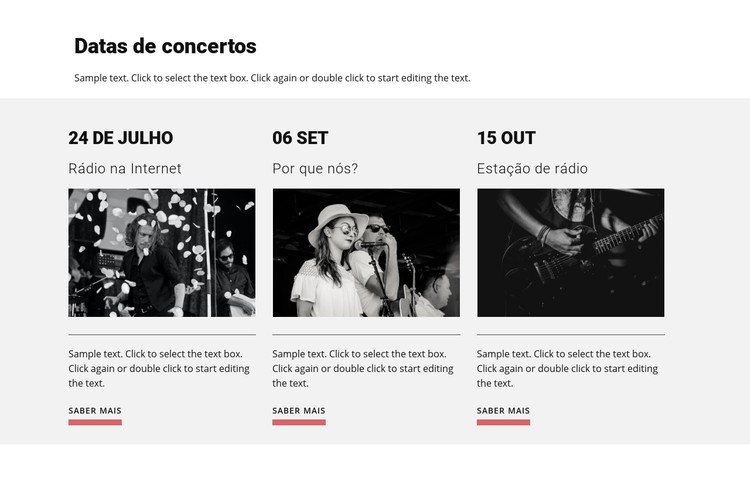 Datas de concertos Template CSS