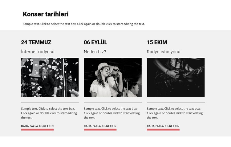 Konser tarihleri HTML5 Şablonu