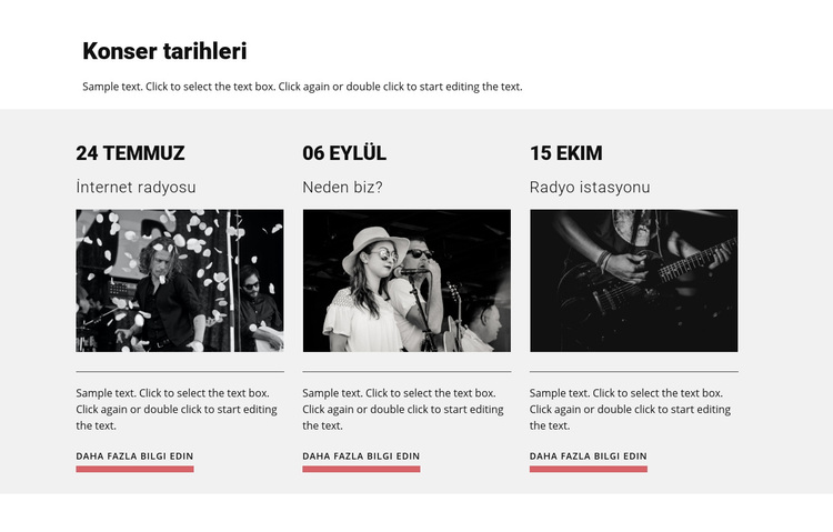 Konser tarihleri WordPress Teması