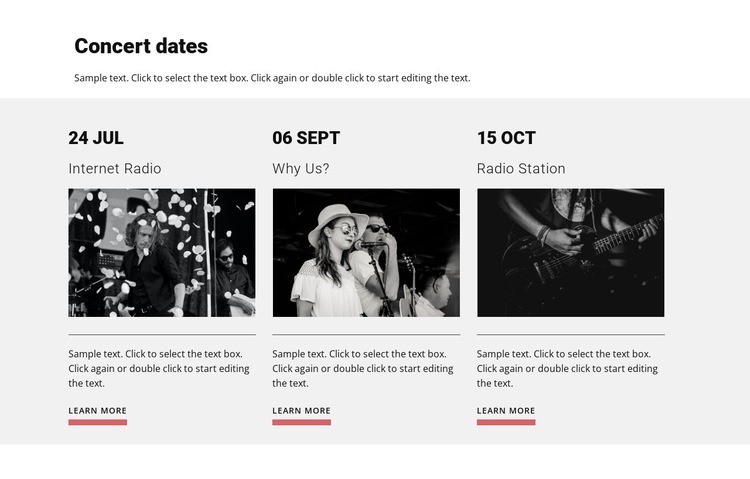 Concert dates Wix Template Alternative