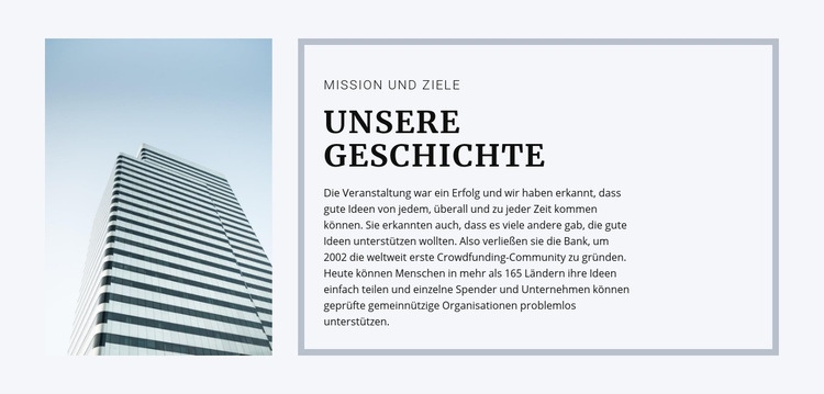 Unser Geschäft starten Landing Page