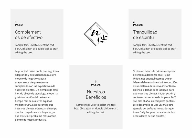 Logotipo y tres beneficios Diseño de páginas web