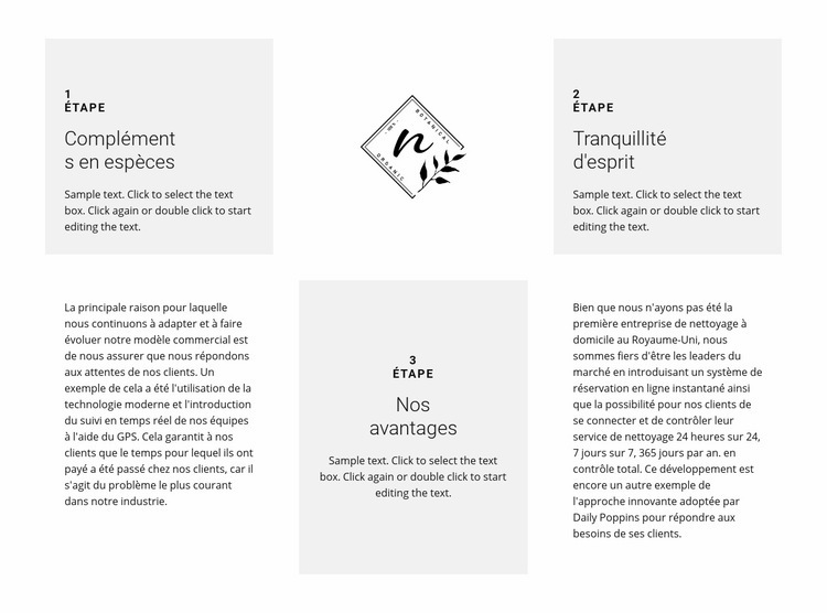 Logo et trois avantages Conception de site Web