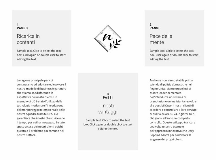 Logo e tre vantaggi Progettazione di siti web