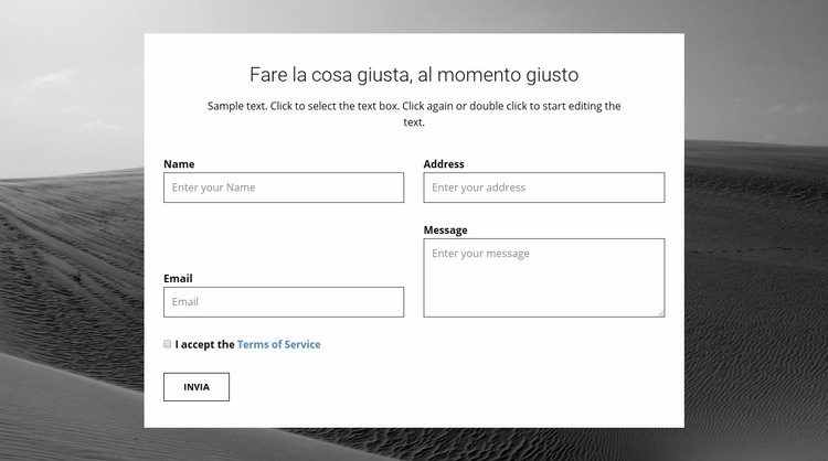 Modulo contatti agenzia Un modello di pagina