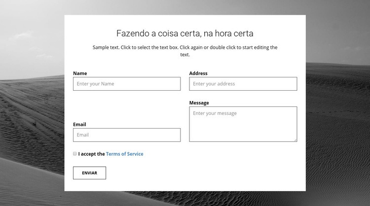 Formulário de contato da agência Design do site