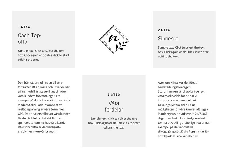 Logotyp och tre fördelar Webbplats mall