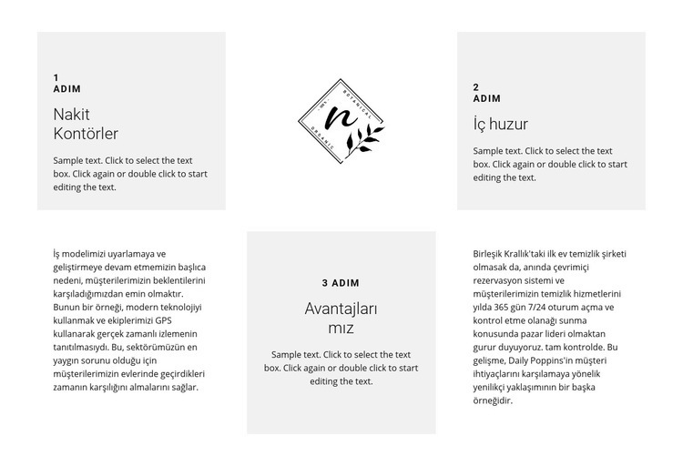 Logo ve üç avantaj Web Sitesi Oluşturucu Şablonları
