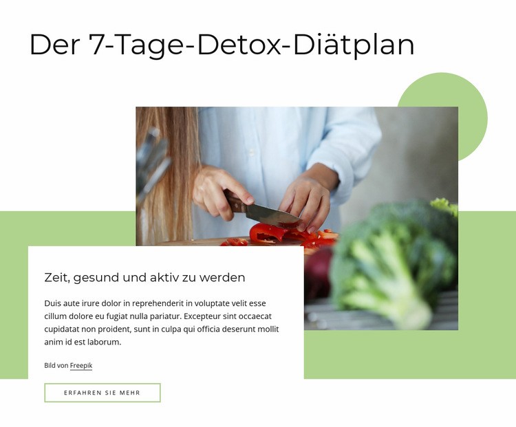 Detox-Diätplan Eine Seitenvorlage