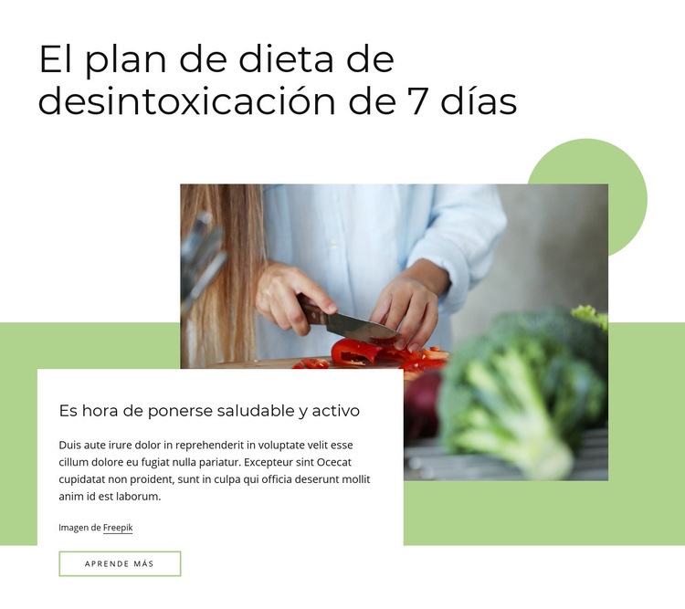 Plan de dieta detox Maqueta de sitio web