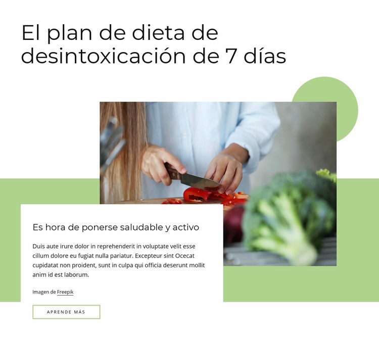 Plan de dieta detox Página de destino