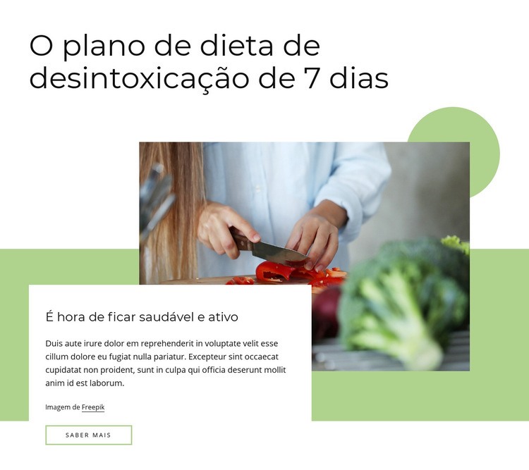 Plano de dieta de desintoxicação Maquete do site