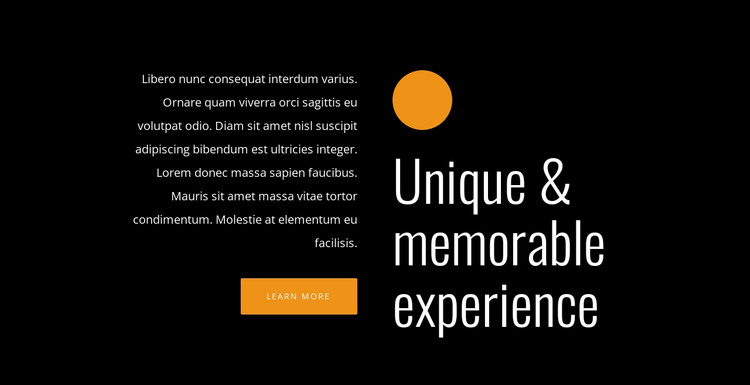 Unique and memorable experience HTML Template