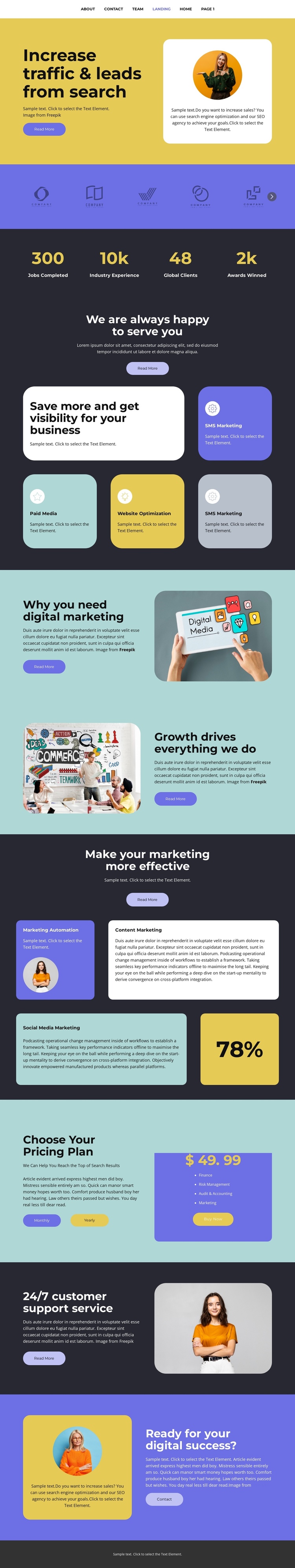 Increase traffic One Page Template