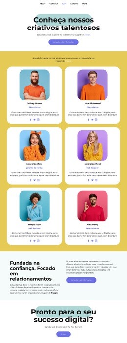 Conheça Nossos Criativos Talentosos - Modelo Responsivo HTML5
