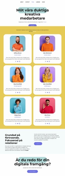 Bootstrap HTML För Möt Våra Duktiga Kreativa Medarbetare