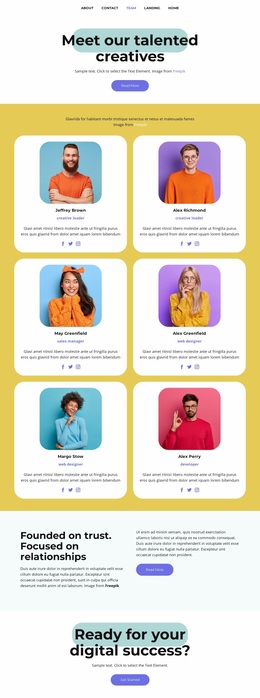 Meet Our Talented Creatives - Free Homepage Design