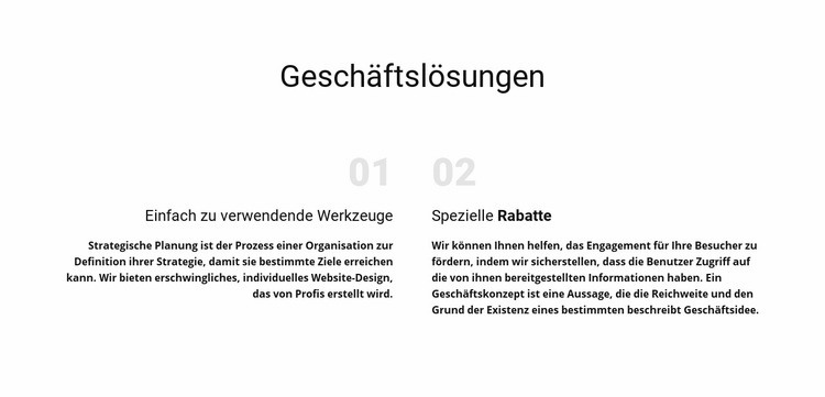 Text Business-Lösungen Eine Seitenvorlage