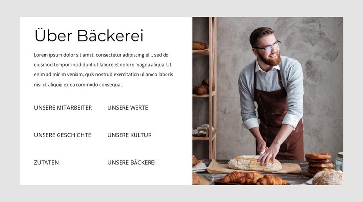 Über unsere Bäckerei Website-Modell