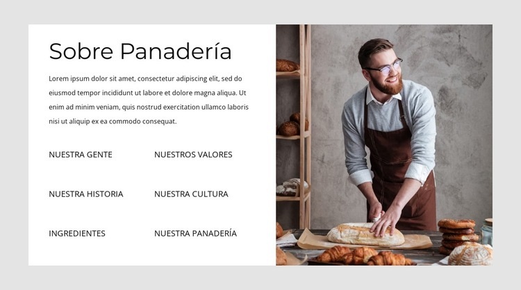 Acerca de nuestra panadería Maqueta de sitio web