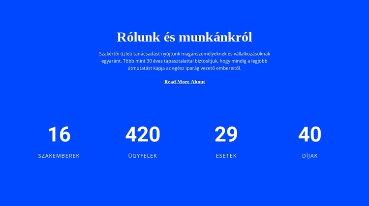 Számláló Rólunk HTML Sablon