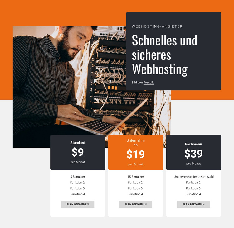 Sicheres Webhosting Website-Vorlage