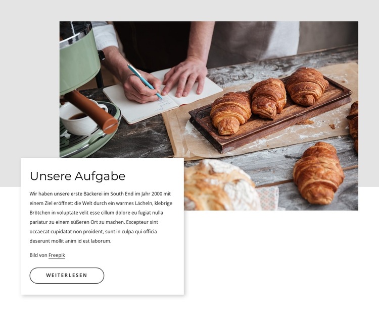 Bäckerei-Mission Website-Vorlage