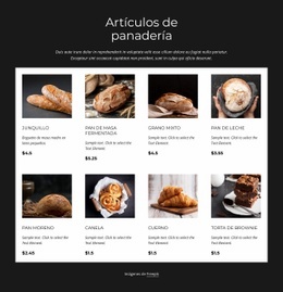 Lista De Productos Horneados - Creador De Sitios Web Sencillo