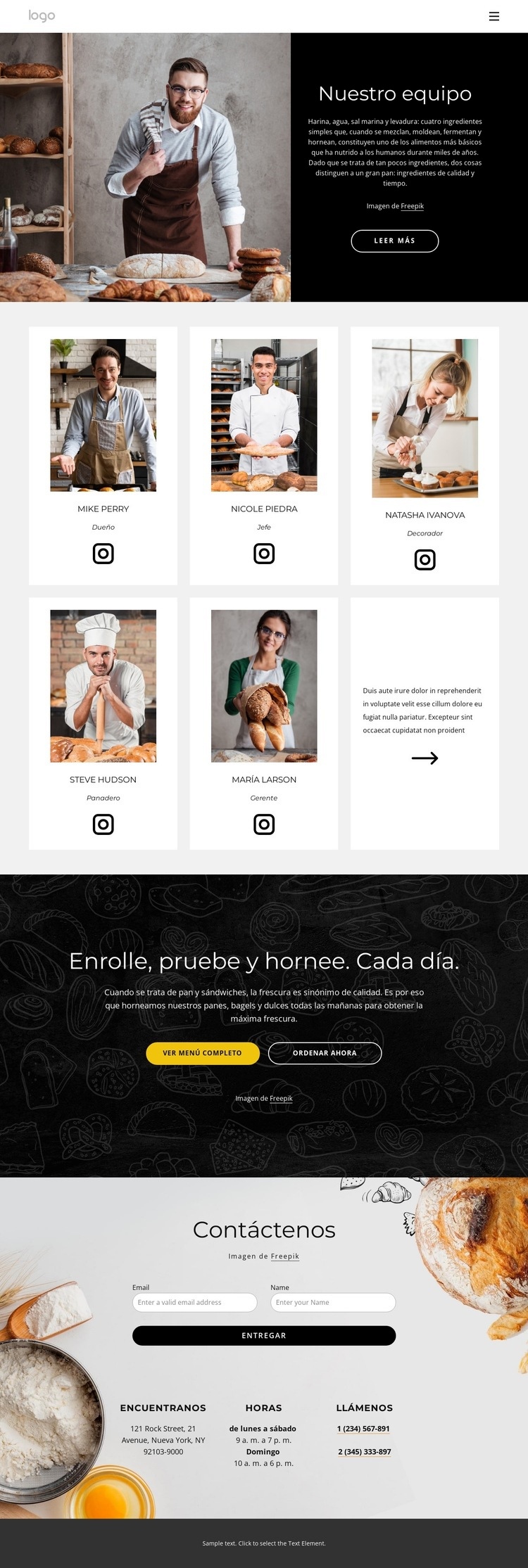 panaderos Creador de sitios web HTML