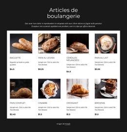 Liste Des Produits De Boulangerie - Maquette Du Site