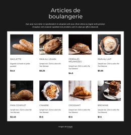 Menu CSS Pour Liste Des Produits De Boulangerie