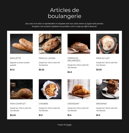 Liste Des Produits De Boulangerie – Thème WordPress Par Glisser-Déposer