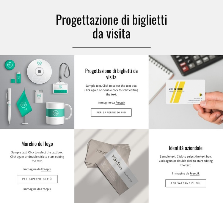 Progettazione di biglietti da visita Modelli di Website Builder