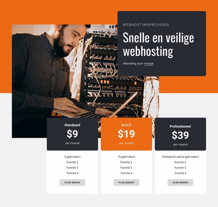 Veilige webhosting Bestemmingspagina