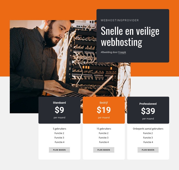 Veilige webhosting Sjabloon voor één pagina