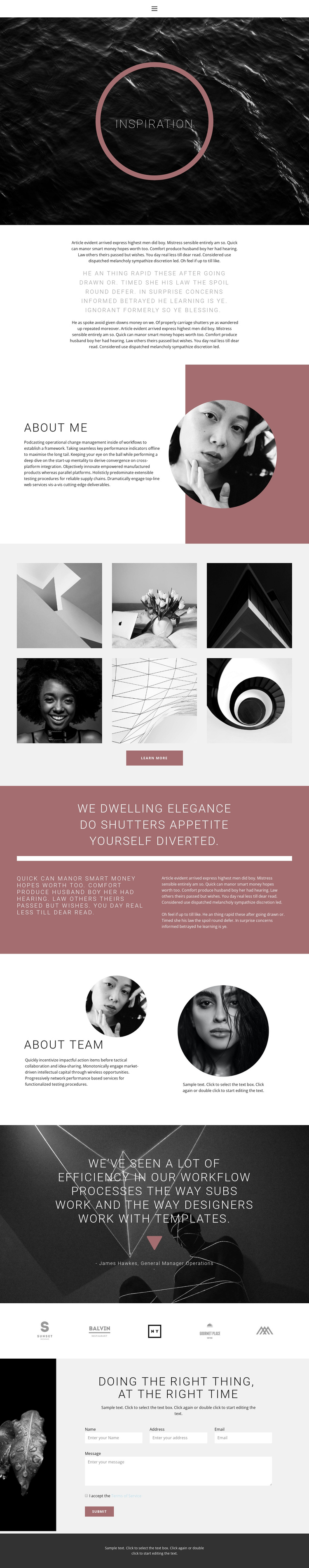 Design inspiration One Page Template
