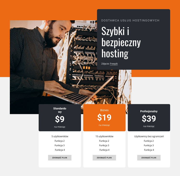 Bezpieczny hosting Szablon witryny sieci Web