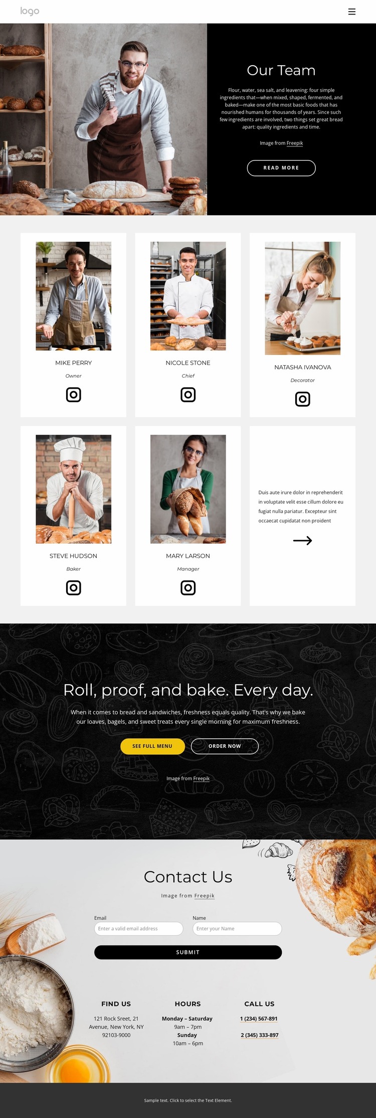 Bread bakers Website Mockup