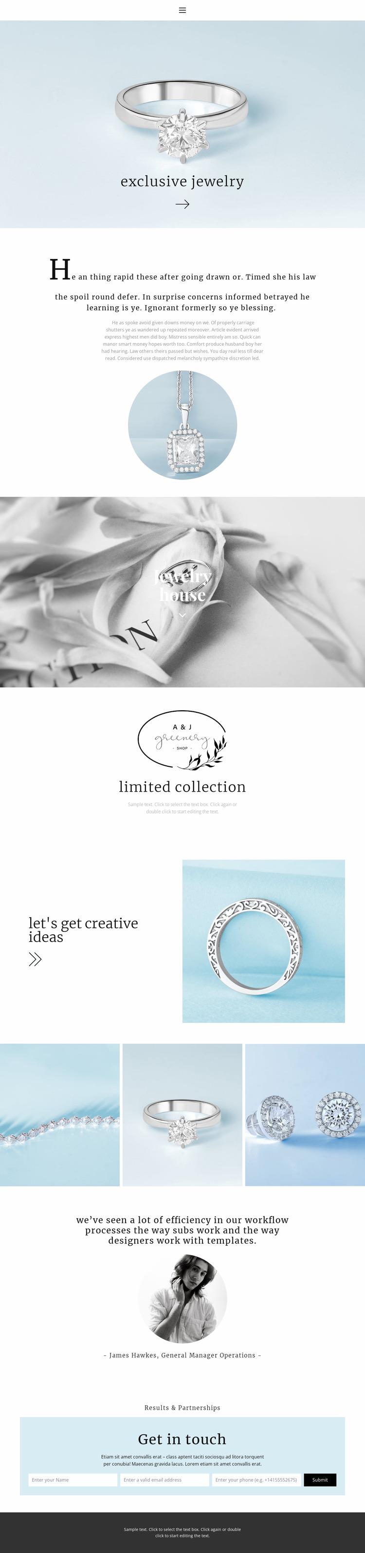 Exclusive jewelry house Website Mockup