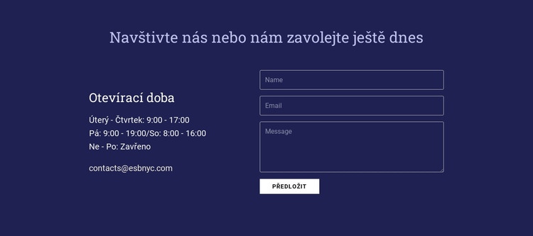 Navštivte nás nebo nám zavolejte ještě dnes Šablona HTML