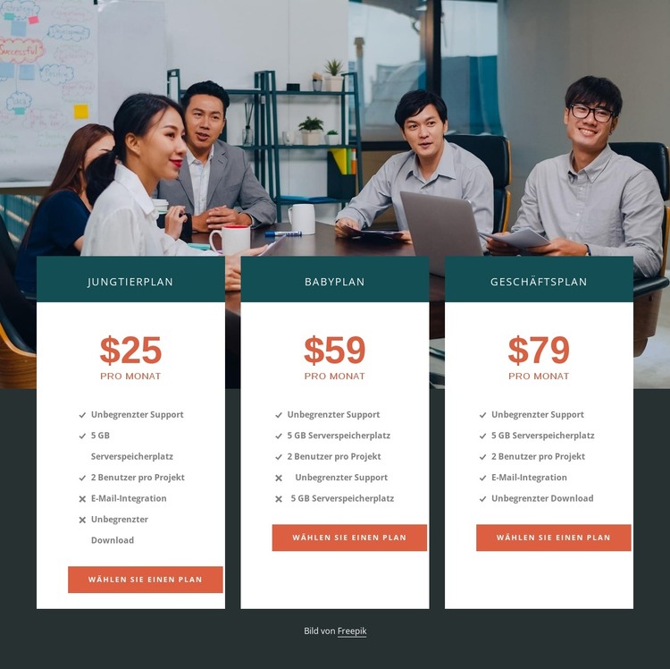 Webhosting-Pläne HTML-Vorlage