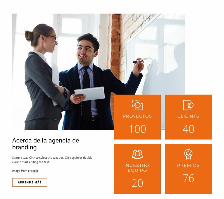 Acerca de la agencia de branding Maqueta de sitio web