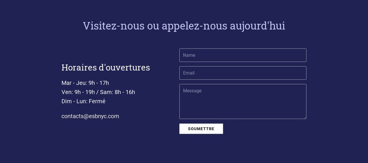 Visitez-nous ou appelez-nous aujourd'hui Modèle CSS