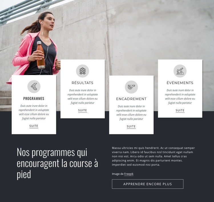 Nos programmes de course Page de destination