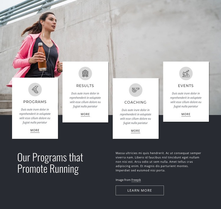 Our running programs Homepage Design