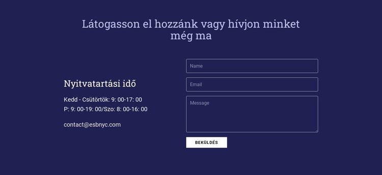 Látogasson el hozzánk vagy hívjon minket még ma Weboldal sablon