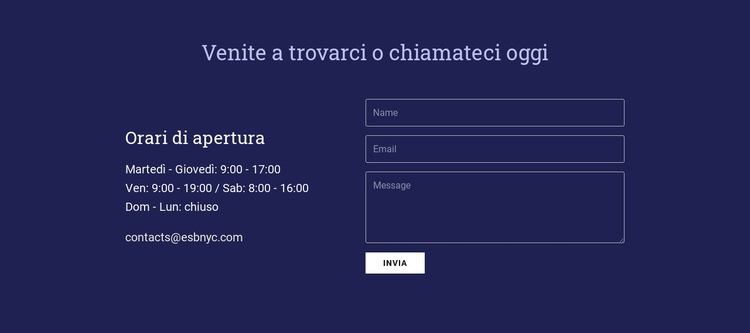 Venite a trovarci o chiamateci oggi Mockup del sito web