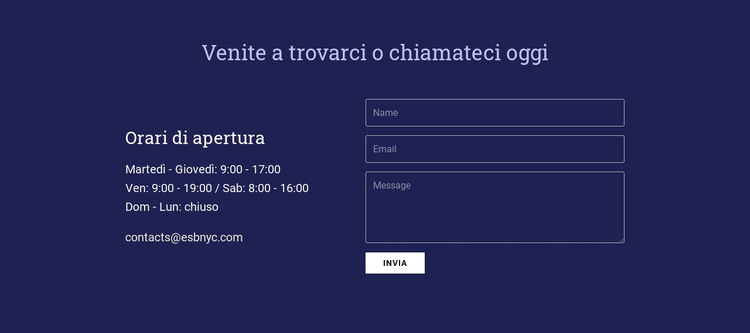 Venite a trovarci o chiamateci oggi Modello HTML